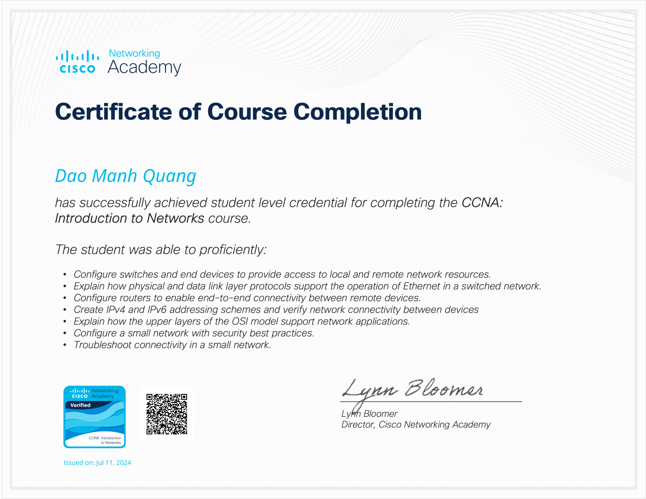 CCNA Certificate